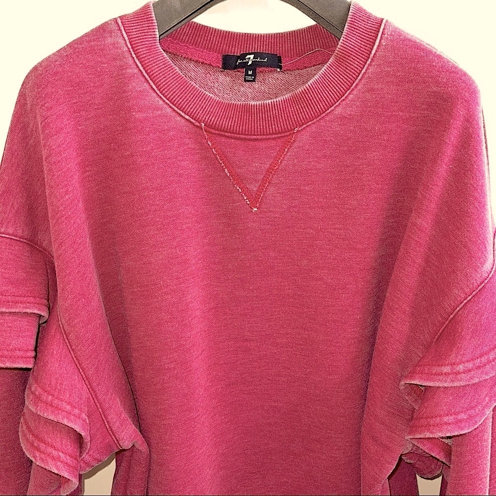 7 For All Mankind Raffle Shoulder Crop Sweatshirt - Picture 2 of 12